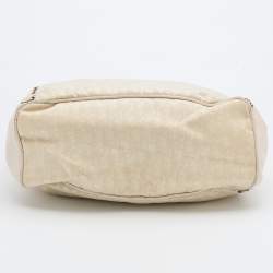 مملوكة مسبقًا Dior Cream Oblique Canvas and Leather Ethnic Hobo