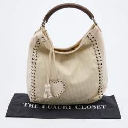 مملوكة مسبقًا Dior Cream Oblique Canvas and Leather Ethnic Hobo