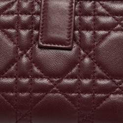 Pre Owned Dior Burgundy Cannage Leather Lady Dior Compact French Wallet