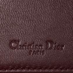 Pre Owned Dior Burgundy Cannage Leather Lady Dior Compact French Wallet