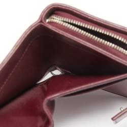 Pre Owned Dior Burgundy Cannage Leather Lady Dior Compact French Wallet