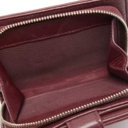 Pre Owned Dior Burgundy Cannage Leather Lady Dior Compact French Wallet