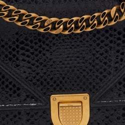 Pre Owned Dior Black Cannage Python Medium Diorama Shoulder Bag