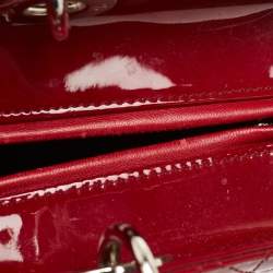 Dior Red Cannage Patent Leather Large Lady Dior Tote