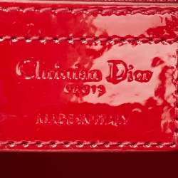 Dior Red Cannage Patent Leather Large Lady Dior Tote