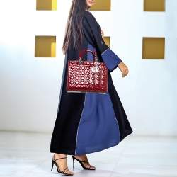 Dior Red Cannage Patent Leather Large Lady Dior Tote