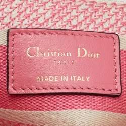 Dior Pink/White Canvas Toile De Jouy Medium Lady D-Lite Tote