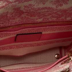 Dior Pink/White Canvas Toile De Jouy Medium Lady D-Lite Tote