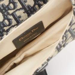 Pre Owned Dior Blue Diorissimo Canvas and Leather Mini Saddle Shoulder Bag