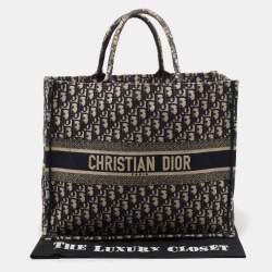 Pre Owned Dior Blue Oblique Canvas Large Book Tote