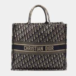 Pre Owned Dior Blue Oblique Canvas Large Book Tote
