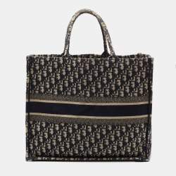 Pre Owned Dior Blue Oblique Canvas Large Book Tote