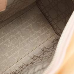 Pre Owned Dior Beige Cannage Patent Leather Large Lady Dior Tote