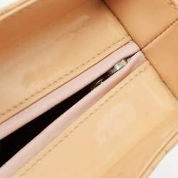 Pre Owned Dior Beige Cannage Patent Leather Large Lady Dior Tote
