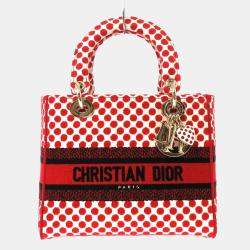 مملوكة مسبقًا Dior Red Canvas DiorAmour Dots Lady D-Lite Bag