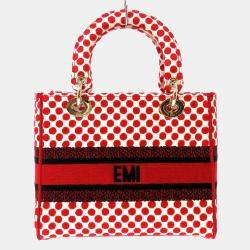 مملوكة مسبقًا Dior Red Canvas DiorAmour Dots Lady D-Lite Bag