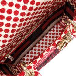 مملوكة مسبقًا Dior Red Canvas DiorAmour Dots Lady D-Lite Bag