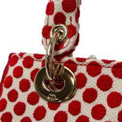 مملوكة مسبقًا Dior Red Canvas DiorAmour Dots Lady D-Lite Bag