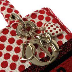 مملوكة مسبقًا Dior Red Canvas DiorAmour Dots Lady D-Lite Bag