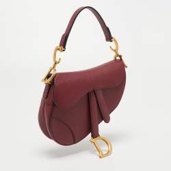 Dior Burgundy Leather Saddle Bag
