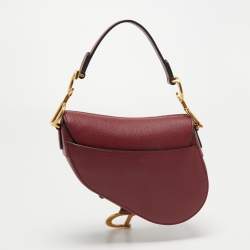 Dior Burgundy Leather Saddle Bag