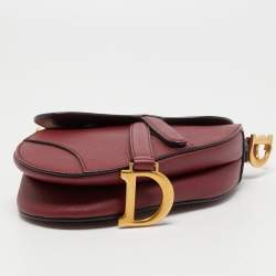 Dior Burgundy Leather Saddle Bag