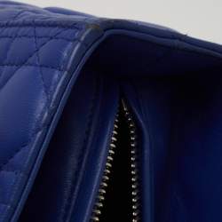 Pre Owned Dior Blue Cannage Leather Large Lady Dior Tote