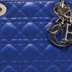 Pre Owned Dior Blue Cannage Leather Large Lady Dior Tote
