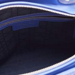 Pre Owned Dior Blue Cannage Leather Large Lady Dior Tote