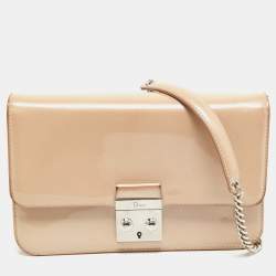 Pre Owned Dior Beige Patent Leather Miss Dior Promenade Chain Shoulder Bag