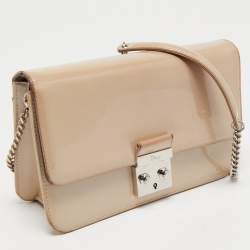 Pre Owned Dior Beige Patent Leather Miss Dior Promenade Chain Shoulder Bag