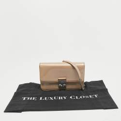 Pre Owned Dior Beige Patent Leather Miss Dior Promenade Chain Shoulder Bag