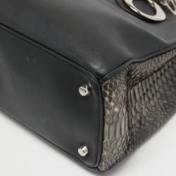 Pre Owned Dior Black Leather And Python Medium Diorissimo Shopper Tote