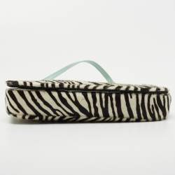 Pre Owned Dior Tricolor Zebra Print Calfhair and Patent Leather Malice Shoulder Bag