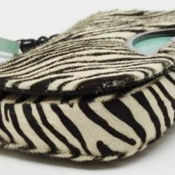 Pre Owned Dior Tricolor Zebra Print Calfhair and Patent Leather Malice Shoulder Bag