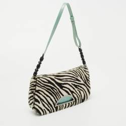 Pre Owned Dior Tricolor Zebra Print Calfhair and Patent Leather Malice Shoulder Bag