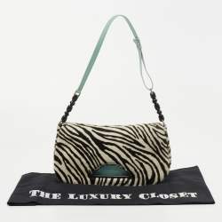 Pre Owned Dior Tricolor Zebra Print Calfhair and Patent Leather Malice Shoulder Bag