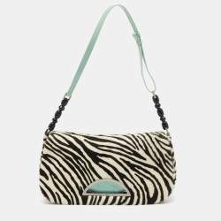 Pre Owned Dior Tricolor Zebra Print Calfhair and Patent Leather Malice Shoulder Bag