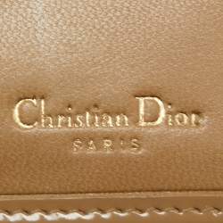 Pre Owned Dior Beige Cannage Patent Leather Continental Wallet