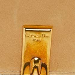 Pre Owned Dior Beige Cannage Patent Leather Continental Wallet