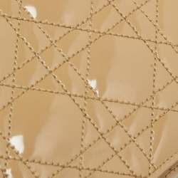 Pre Owned Dior Beige Cannage Patent Leather Continental Wallet