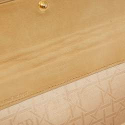 Pre Owned Dior Beige Cannage Patent Leather Continental Wallet