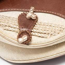 Pre Owned Dior Beige/Brown Leather and Fabric Limited Edition Saddle Bag