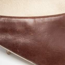 Pre Owned Dior Beige/Brown Leather and Fabric Limited Edition Saddle Bag