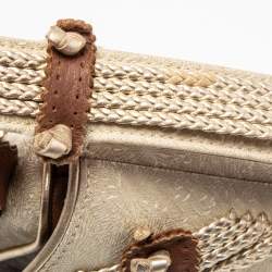 Pre Owned Dior Beige/Brown Leather and Fabric Limited Edition Saddle Bag