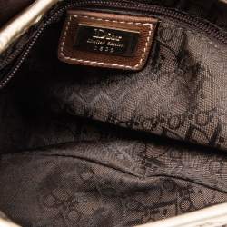 Pre Owned Dior Beige/Brown Leather and Fabric Limited Edition Saddle Bag