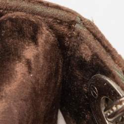 Pre Owned Dior Brown Velvet Mini Lady Dior Tote