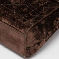Pre Owned Dior Brown Velvet Mini Lady Dior Tote
