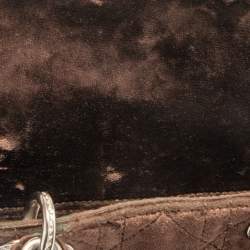 Pre Owned Dior Brown Velvet Mini Lady Dior Tote