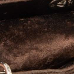 Pre Owned Dior Brown Velvet Mini Lady Dior Tote